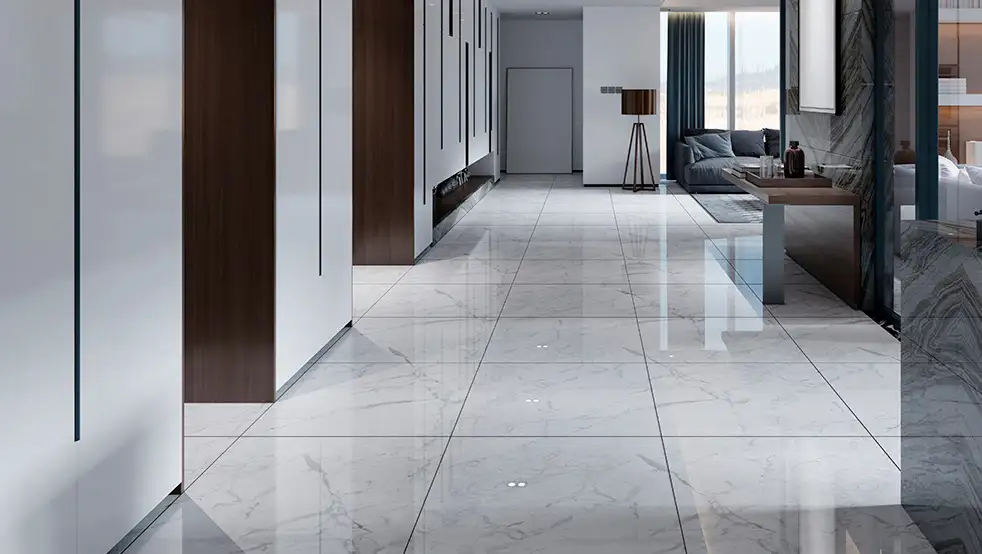 Suelo técnico acabado en mármol